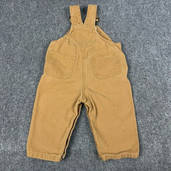 Carhartt Canvas Bib Overalls Infant Sz 9 Mos 9M Brown Double  Knee Kids Work - Picture 6 of 12